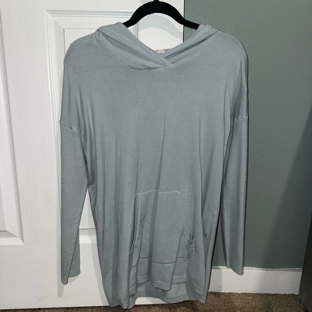 Light Gray/blue Hooded Sweater